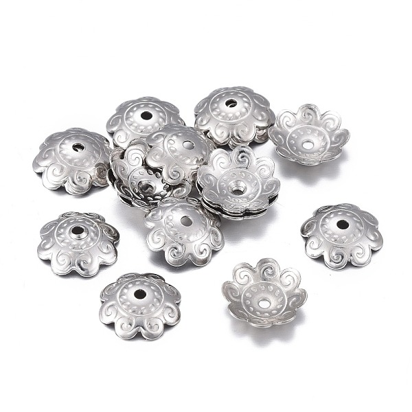 PandaHall 201 Stainless Steel Bead Caps, Flower, 8-petal, Stainless Steel Color, 10.5~11x3mm, Hole: 1.4mm 201 Stainless Steel
PandaHall 201 Stainless Steel Bead Caps, Flower, 8-petal, Stainless Steel Color, 10.5~11x3mm, Hole: 1.4mm 201 Stainless Steel