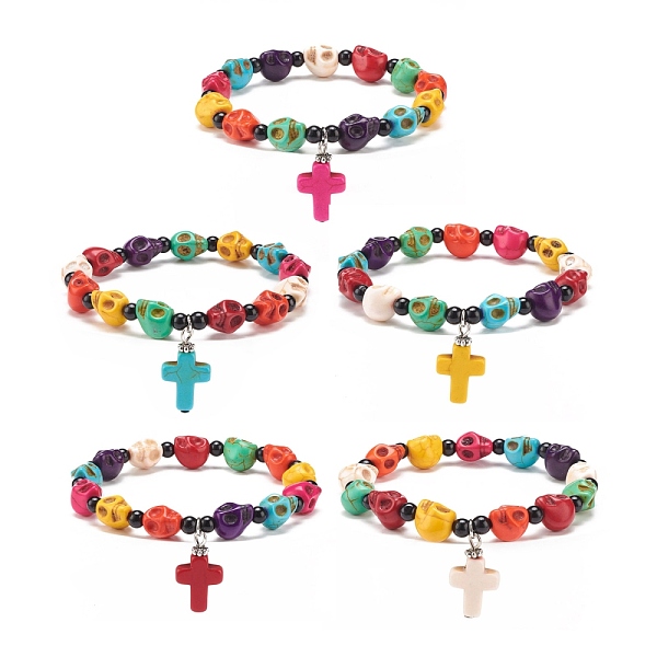 PandaHall Natural Mashan Jade Skull Beaded Stretch Bracelet with Synthetic Turquoise(Dyed) Cross Charm, Gemstone Jewelry for Women, Mixed..., Multicolor
PandaHall Natural Mashan Jade Skull Beaded Stretch Bracelet with Synthetic Turquoise(Dyed) Cross Charm, Gemstone Jewelry for Women, Mixed..., Multicolor