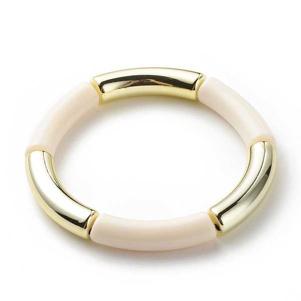 PandaHall Acrylic Curved Tube Beaded Stretch Bracelet for Women, Seashell Color, Inner Diameter: 2-1/8 inch(5.3cm) Acrylic
PandaHall Acrylic Curved Tube Beaded Stretch Bracelet for Women, Seashell Color, Inner Diameter: 2-1/8 inch(5.3cm) Acrylic