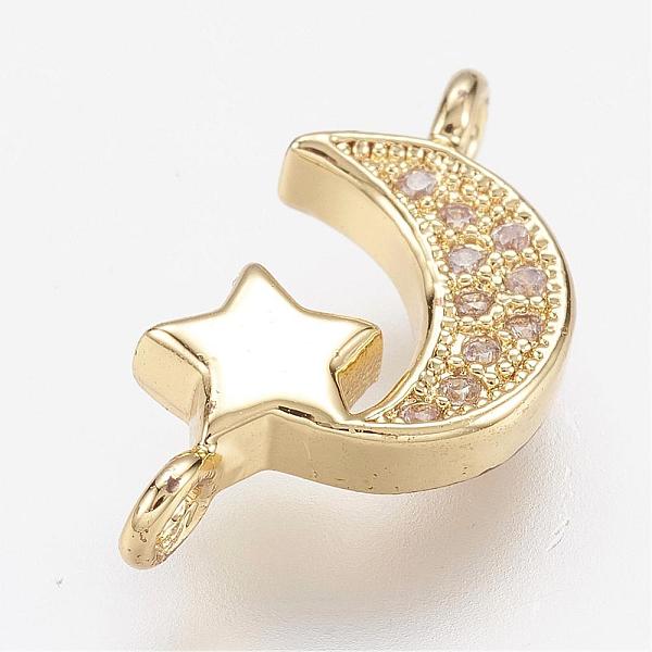 PandaHall Brass Micro Pave Cubic Zirconia Links, Moon and Star, Golden, 16.5x8.5x3mm, Hole: 1.5mm Brass+Cubic Zirconia Moon
PandaHall Brass Micro Pave Cubic Zirconia Links, Moon and Star, Golden, 16.5x8.5x3mm, Hole: 1.5mm Brass+Cubic Zirconia Moon