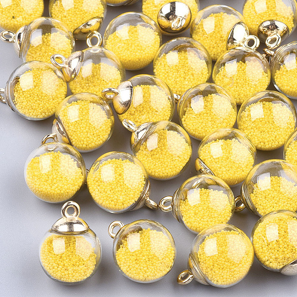 PandaHall Glass Ball Pendants, with Micro Beads and CCB Plastic Findings, Round, Gold, 21x15.5~16mm, Hole: 2mm Glass Round Gold
PandaHall Glass Ball Pendants, with Micro Beads and CCB Plastic Findings, Round, Gold, 21x15.5~16mm, Hole: 2mm Glass Round Gold