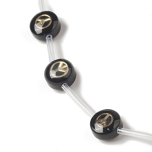 PandaHall Handmade Lampwork Beads Strands, with Golden Tone Brass Findings & Enamel, Flat Round, Black, Peace Sign, 8x5.5mm, Hole: 1mm...
PandaHall Handmade Lampwork Beads Strands, with Golden Tone Brass Findings & Enamel, Flat Round, Black, Peace Sign, 8x5.5mm, Hole: 1mm...