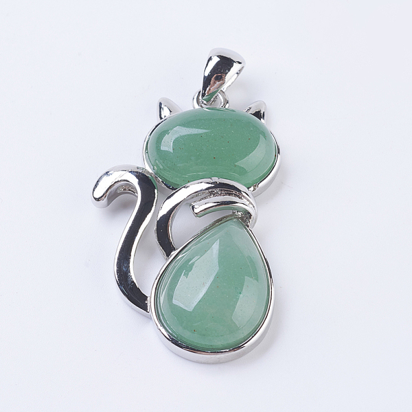 PandaHall Natural Green Aventurine Kitten Pendants, with Brass Findings, Cat Silhouette Shape, Platinum, 45x27x8mm, Hole: 5x7mm Green...
PandaHall Natural Green Aventurine Kitten Pendants, with Brass Findings, Cat Silhouette Shape, Platinum, 45x27x8mm, Hole: 5x7mm Green...