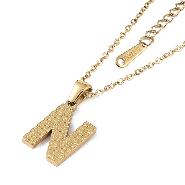PandaHall Ion Plating(IP) Initial Letter 304 Stainless Steel Pendant Necklaces, Real 18K Gold Plated, Letter N, 15.87 inch(40.3cm), Pendant...
PandaHall Ion Plating(IP) Initial Letter 304 Stainless Steel Pendant Necklaces, Real 18K Gold Plated, Letter N, 15.87 inch(40.3cm), Pendant...