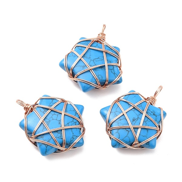 PandaHall Synthetic Turquoise Pendants, with Rose Gold Tone Copper Wire Wrapped, Cadmium Free & Lead Free, Dyed, Star, 37~41x29~31x9~11mm...
PandaHall Synthetic Turquoise Pendants, with Rose Gold Tone Copper Wire Wrapped, Cadmium Free & Lead Free, Dyed, Star, 37~41x29~31x9~11mm...