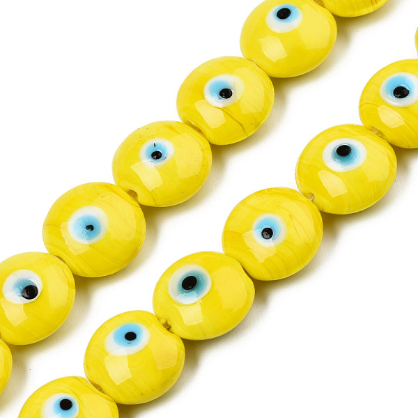 PandaHall Handmade Evil Eye Lampwork Beads Strands, Flat Round, Yellow, 14~16x16~17x8.5~9mm, Hole: 1mm, about 25pcs/strand, 14.96 inch(38cm)...
PandaHall Handmade Evil Eye Lampwork Beads Strands, Flat Round, Yellow, 14~16x16~17x8.5~9mm, Hole: 1mm, about 25pcs/strand, 14.96 inch(38cm)...
