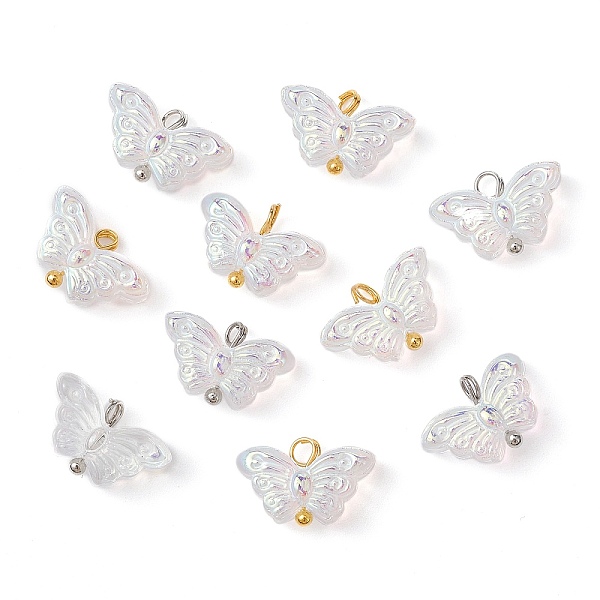 PandaHall 10Pcs 2 Color Clear AB Glass Pendants, with Brass Loops & Glitter Powder, Butterfly Charms, Platinum & Golden, 9x15x5.5mm, Hole..., White
PandaHall 10Pcs 2 Color Clear AB Glass Pendants, with Brass Loops & Glitter Powder, Butterfly Charms, Platinum & Golden, 9x15x5.5mm, Hole..., White