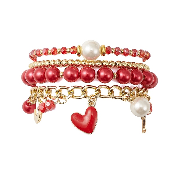 PandaHall 4Pcs 4 Style Glass & Shell Pearl Beaded Stretch Bracelets Set, Aluminium Twisted Curb Chain Valentine's Day Bracelets with Alloy..., Pink
PandaHall 4Pcs 4 Style Glass & Shell Pearl Beaded Stretch Bracelets Set, Aluminium Twisted Curb Chain Valentine's Day Bracelets with Alloy..., Pink