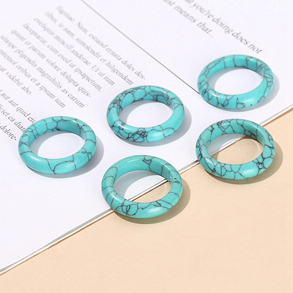 PandaHall Synthetic Turquoise Plain Band Finger Rings, Inner Diameter: 18~20mm Synthetic Turquoise Ring
PandaHall Synthetic Turquoise Plain Band Finger Rings, Inner Diameter: 18~20mm Synthetic Turquoise Ring