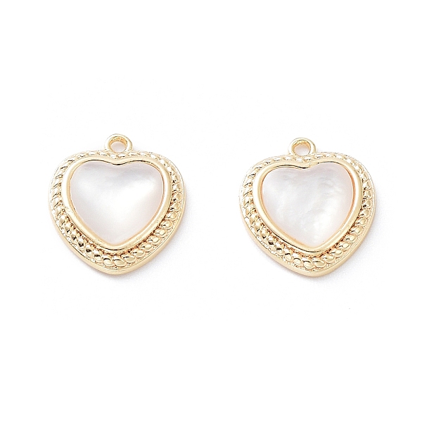 PandaHall Rack Plating Brass Heart Charms with Shell, Long-Lasting Plated, Real 18K Gold Plated, 13.6x12x4mm, Hole: 1.2mm Shell Heart
PandaHall Rack Plating Brass Heart Charms with Shell, Long-Lasting Plated, Real 18K Gold Plated, 13.6x12x4mm, Hole: 1.2mm Shell Heart