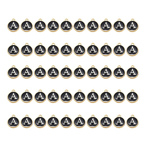 PandaHall Golden Plated Alloy Charms, with Enamel, Enamelled Sequins, Flat Round, Black, Letter.A, 14x12x2mm, Hole: 1.5mm, 50pcs/Box...
PandaHall Golden Plated Alloy Charms, with Enamel, Enamelled Sequins, Flat Round, Black, Letter.A, 14x12x2mm, Hole: 1.5mm, 50pcs/Box...