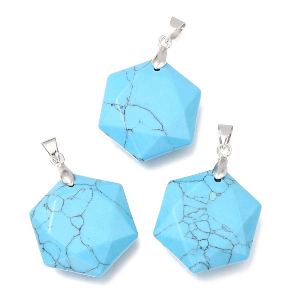 PandaHall Faceted Synthetic Turquoise Pendants, with Platinum Tone Brass Findings, Hexagon, 28x25x9mm, Hole: 4x5mm Synthetic Turquoise...
PandaHall Faceted Synthetic Turquoise Pendants, with Platinum Tone Brass Findings, Hexagon, 28x25x9mm, Hole: 4x5mm Synthetic Turquoise...