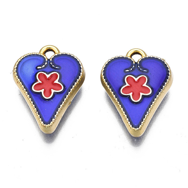 PandaHall Rack Plating Alloy Enamel Pendants, Cadmium Free & Lead Free, Heart with Flower, Light Gold, Medium Blue, 17x12.5x3.5mm, Hole...
PandaHall Rack Plating Alloy Enamel Pendants, Cadmium Free & Lead Free, Heart with Flower, Light Gold, Medium Blue, 17x12.5x3.5mm, Hole...