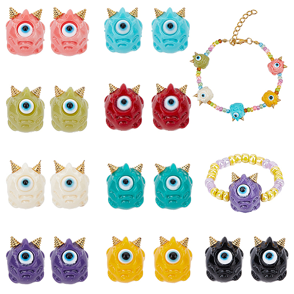 PandaHall CHGCRAFT 18Pcs 9 Colors Opaque Resin Monster Beads Single Eye Beads Halloween Opaque Resin Beads Evil Eye Beads with Golden Tone..., Multicolor
PandaHall CHGCRAFT 18Pcs 9 Colors Opaque Resin Monster Beads Single Eye Beads Halloween Opaque Resin Beads Evil Eye Beads with Golden Tone..., Multicolor