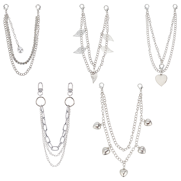 PandaHall WADORN 5Pcs 5 Style Iron & Alloy Decorative Bag Chains, Pants Chain, Heart & Leaf, Platinum, 294~350mm, 1pc/style Iron
PandaHall WADORN 5Pcs 5 Style Iron & Alloy Decorative Bag Chains, Pants Chain, Heart & Leaf, Platinum, 294~350mm, 1pc/style Iron