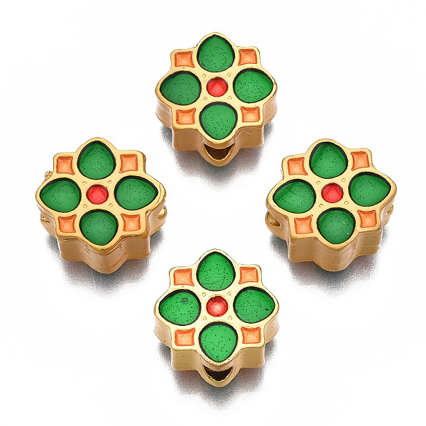 PandaHall Rack Plating Alloy Enamel Beads, Cadmium Free & Lead Free, Matte Gold Color, Flower, Green, 11x11.5x5mm, Hole: 2mm Alloy+Enamel...
PandaHall Rack Plating Alloy Enamel Beads, Cadmium Free & Lead Free, Matte Gold Color, Flower, Green, 11x11.5x5mm, Hole: 2mm Alloy+Enamel...