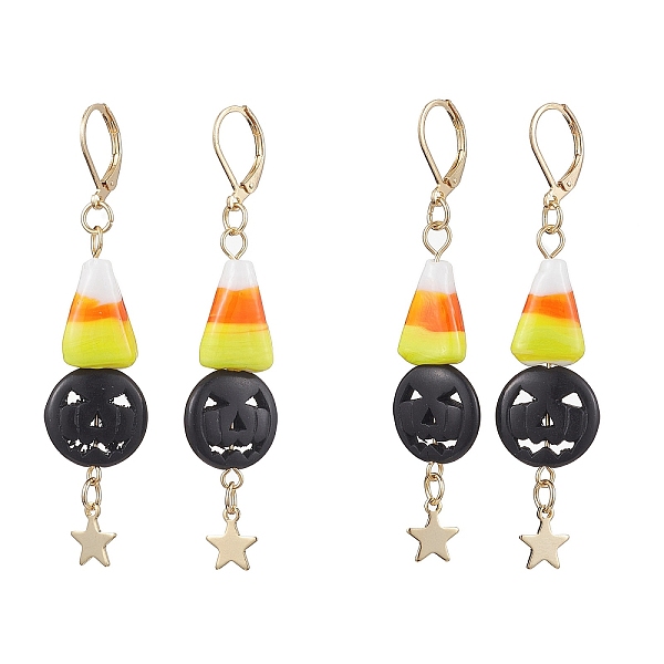 PandaHall Halloween Candy Corn Handmade Lampwork & Black Pumpkin Synthetic Turquoise Leverback Dangle Earrings, Star 304 Stainless Steel...
PandaHall Halloween Candy Corn Handmade Lampwork & Black Pumpkin Synthetic Turquoise Leverback Dangle Earrings, Star 304 Stainless Steel...