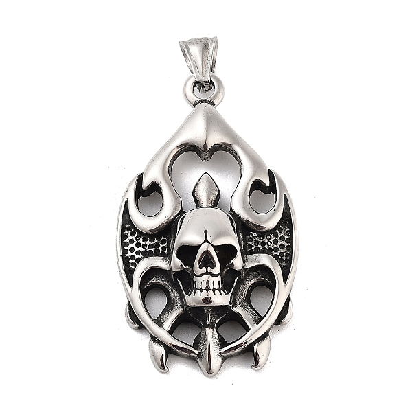 PandaHall Retro 304 Stainless Steel Big Pendants, Antique Silver, Skull Theme, Oval, 56x32x12mm, Hole: 9x4mm 304 Stainless Steel Oval
PandaHall Retro 304 Stainless Steel Big Pendants, Antique Silver, Skull Theme, Oval, 56x32x12mm, Hole: 9x4mm 304 Stainless Steel Oval