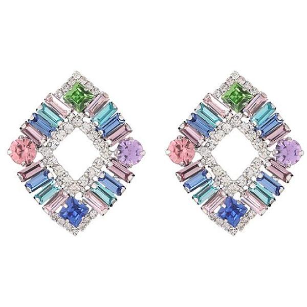 PandaHall Glass Hollow Out Rhombus Earrings Stud Earrings, Brass Jewelry, Colorful, 42x35mm, Pin: 0.6mm Glass Rhombus
PandaHall Glass Hollow Out Rhombus Earrings Stud Earrings, Brass Jewelry, Colorful, 42x35mm, Pin: 0.6mm Glass Rhombus