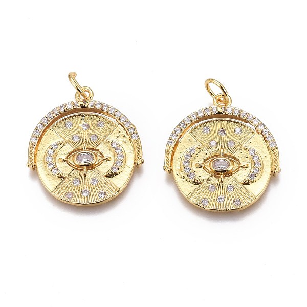 PandaHall Brass Micro Pave Clear Cubic Zirconia Pendants, Long-Lasting Plated, Flat Round with Eye, Real 18K Gold Plated, 21x19x2mm, Hole...
PandaHall Brass Micro Pave Clear Cubic Zirconia Pendants, Long-Lasting Plated, Flat Round with Eye, Real 18K Gold Plated, 21x19x2mm, Hole...