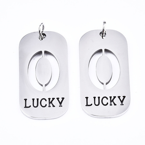 PandaHall 201 Stainless Steel Pendants, Laser Cut, with Jump Rings, Rectangle with Number and Word LUCKY, Stainless Steel Color, Num.0...
PandaHall 201 Stainless Steel Pendants, Laser Cut, with Jump Rings, Rectangle with Number and Word LUCKY, Stainless Steel Color, Num.0...