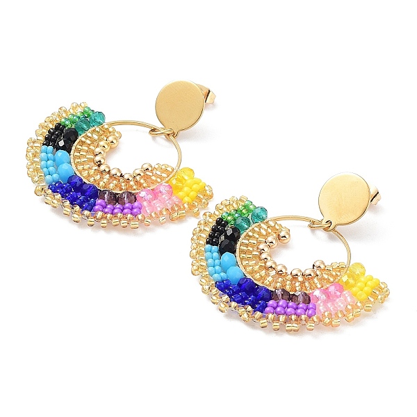 PandaHall Vacuum Plating 304 Stainless Steel Earrings, Glass Seed Beaded Arch Dangle Stud Earrings, Colorful, 51mm Seed Beads Arch..., Multicolor
PandaHall Vacuum Plating 304 Stainless Steel Earrings, Glass Seed Beaded Arch Dangle Stud Earrings, Colorful, 51mm Seed Beads Arch..., Multicolor