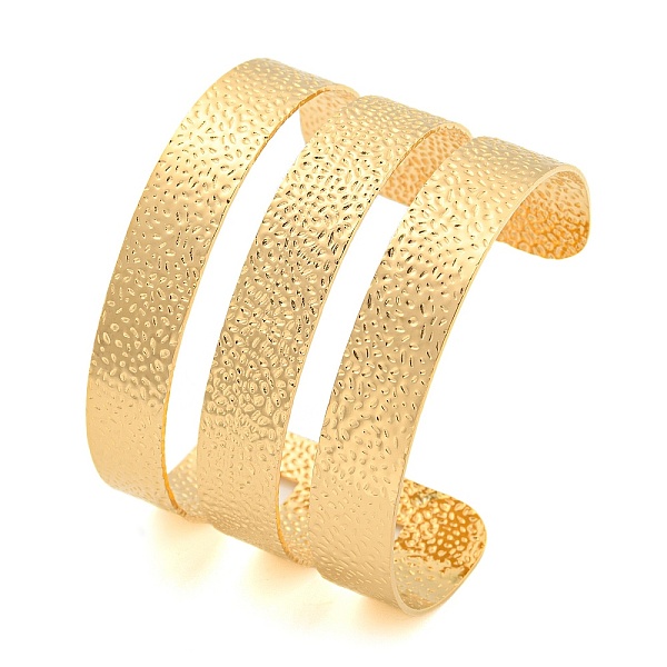PandaHall Ion Plating(IP) 304 Stainless Steel Textured Hollow Open Cuff Bangles, Real 18K Gold Plated, Inner Diameter: 2-5/8 inch(6.6cm)...
PandaHall Ion Plating(IP) 304 Stainless Steel Textured Hollow Open Cuff Bangles, Real 18K Gold Plated, Inner Diameter: 2-5/8 inch(6.6cm)...