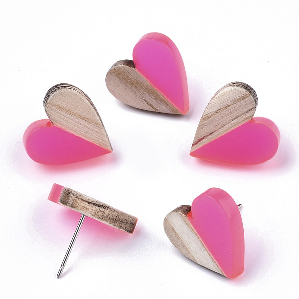 PandaHall Transparent Resin & Wood Stud Earrings, with 304 Stainless Steel Pin, Heart, Deep Pink, 15x14~15mm, Pin: 0.7mm Resin Heart
PandaHall Transparent Resin & Wood Stud Earrings, with 304 Stainless Steel Pin, Heart, Deep Pink, 15x14~15mm, Pin: 0.7mm Resin Heart