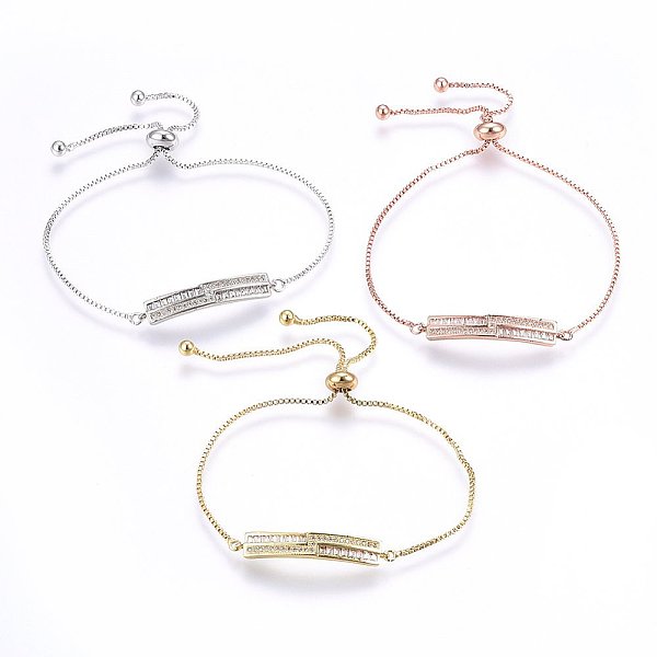 PandaHall Adjustable Brass Micro Pave Cubic Zirconia Bolo Bracelets, Slider Bracelets, Bar, Clear, Mixed Color, 10-5/8 inch(27cm), 1.2mm...
PandaHall Adjustable Brass Micro Pave Cubic Zirconia Bolo Bracelets, Slider Bracelets, Bar, Clear, Mixed Color, 10-5/8 inch(27cm), 1.2mm...