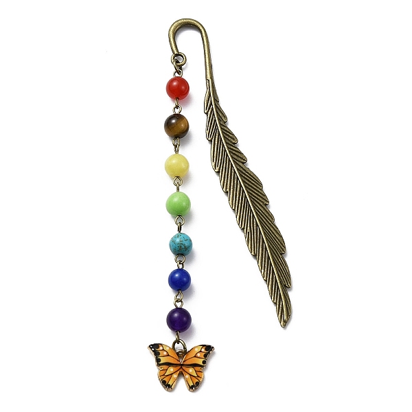 PandaHall Butterfly Alloy Enamel Pendant Bookmark with Chakra Gemstone Bead, Alloy Feather Bookmarks, Gold, 140x14.5x3.5mm Mixed Stone...
PandaHall Butterfly Alloy Enamel Pendant Bookmark with Chakra Gemstone Bead, Alloy Feather Bookmarks, Gold, 140x14.5x3.5mm Mixed Stone...