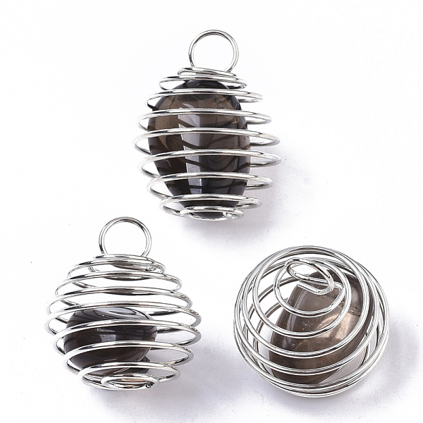 PandaHall Iron Wrap-around Spiral Bead Cage Pendants, with Natural Smoky Quartz Beads inside, Round, Platinum, 21x24~26mm, Hole: 5mm Smoky...
PandaHall Iron Wrap-around Spiral Bead Cage Pendants, with Natural Smoky Quartz Beads inside, Round, Platinum, 21x24~26mm, Hole: 5mm Smoky...