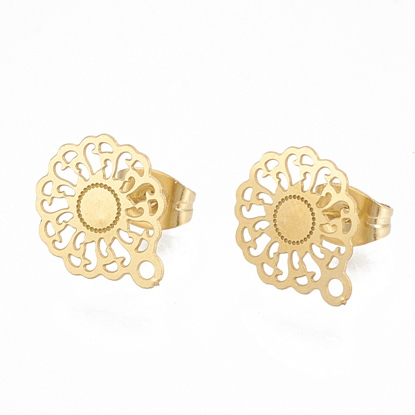 PandaHall 304 Stainless Steel Stud Earring Findings, with Loop, Flower, Golden, 12.5x10.5mm, Hole: 1mm, pin: 0.7mm 304 Stainless Steel...
PandaHall 304 Stainless Steel Stud Earring Findings, with Loop, Flower, Golden, 12.5x10.5mm, Hole: 1mm, pin: 0.7mm 304 Stainless Steel...
