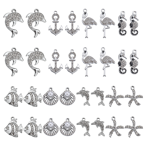 PandaHall SUNNYCLUE 32Pcs 8 Styles Alloy with Crystal Rhinestone & Black Enamel Pendants, Sea Horse & Dolphin & Starfish & Anchor & Flamingo..., Clear
PandaHall SUNNYCLUE 32Pcs 8 Styles Alloy with Crystal Rhinestone & Black Enamel Pendants, Sea Horse & Dolphin & Starfish & Anchor & Flamingo..., Clear