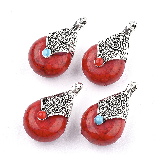 PandaHall Tibetan Style Resin Pendants, with Alloy & Enamel, teardrop, Antique Silver, Red, 28x16x14mm, Hole: 2~3.5mm Resin Teardrop Red
PandaHall Tibetan Style Resin Pendants, with Alloy & Enamel, teardrop, Antique Silver, Red, 28x16x14mm, Hole: 2~3.5mm Resin Teardrop Red