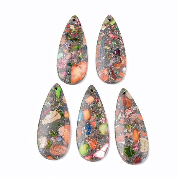 PandaHall Assembled Synthetic Pyrite and Imperial Jasper Big Pendants, Dyed, Teardrop, 50x20x4~5mm, Hole: 1.4mm Imperial Jasper Teardrop
PandaHall Assembled Synthetic Pyrite and Imperial Jasper Big Pendants, Dyed, Teardrop, 50x20x4~5mm, Hole: 1.4mm Imperial Jasper Teardrop