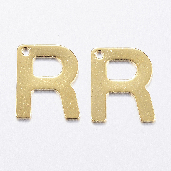 PandaHall 304 Stainless Steel Charms, Letter.R, Real 18K Gold Plated, 11x9x0.8mm, Hole: 1mm 304 Stainless Steel Letter
PandaHall 304 Stainless Steel Charms, Letter.R, Real 18K Gold Plated, 11x9x0.8mm, Hole: 1mm 304 Stainless Steel Letter
