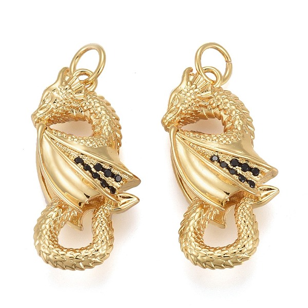 PandaHall Brass Micro Pave Black Cubic Zirconia Pendants, with Jump Rings, Long-Lasting Plated, Dragon Shape, Real 18K Gold Plated...
PandaHall Brass Micro Pave Black Cubic Zirconia Pendants, with Jump Rings, Long-Lasting Plated, Dragon Shape, Real 18K Gold Plated...