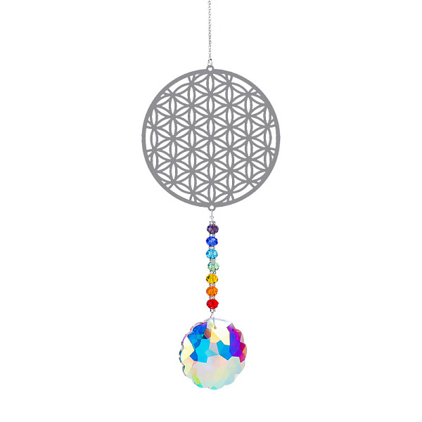 PandaHall Metal Big Pendant Decorations, Hanging Sun Catchers, Chakra Theme K9 Crystal Glass, Flat Round with Flower of Life, Colorful, 41cm...
PandaHall Metal Big Pendant Decorations, Hanging Sun Catchers, Chakra Theme K9 Crystal Glass, Flat Round with Flower of Life, Colorful, 41cm...