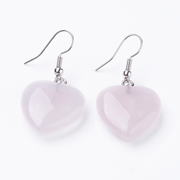 PandaHall Natural Rose Quartz Dangle Earrings, with Brass Finding, Heart, Platinum, 39~41mm, 19~21x7~8mm, Pin: 0.7mm Rose Quartz
PandaHall Natural Rose Quartz Dangle Earrings, with Brass Finding, Heart, Platinum, 39~41mm, 19~21x7~8mm, Pin: 0.7mm Rose Quartz