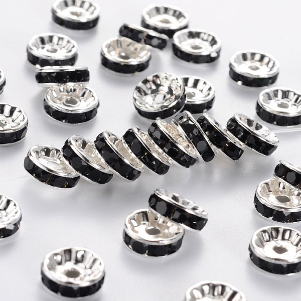 PandaHall Brass Grade A Rhinestone Spacer Beads, Silver Color Plated, Nickel Free, Jet, 10x4mm, Hole: 2mm Brass+Rhinestone Rondelle Black
PandaHall Brass Grade A Rhinestone Spacer Beads, Silver Color Plated, Nickel Free, Jet, 10x4mm, Hole: 2mm Brass+Rhinestone Rondelle Black