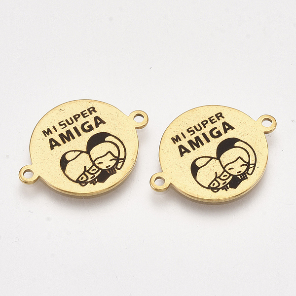 PandaHall 304 Stainless Steel Quote Links Connectors, with Enamel, Flat Round with Word, Golden, 21.5x16x1mm, Hole: 1.4mm 304 Stainless...
PandaHall 304 Stainless Steel Quote Links Connectors, with Enamel, Flat Round with Word, Golden, 21.5x16x1mm, Hole: 1.4mm 304 Stainless...