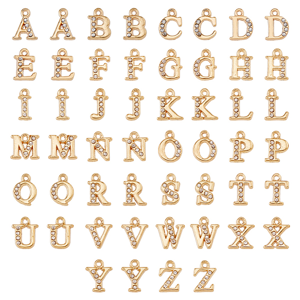 PandaHall DICOSMETIC 2 Sets Alloy Rhinestone Charms, Alphabet, Letter A~Z, Crystal, Light Gold, 12.5~13.5x5.5~12x2.5mm, Hole: 1.4mm..., Clear
PandaHall DICOSMETIC 2 Sets Alloy Rhinestone Charms, Alphabet, Letter A~Z, Crystal, Light Gold, 12.5~13.5x5.5~12x2.5mm, Hole: 1.4mm..., Clear