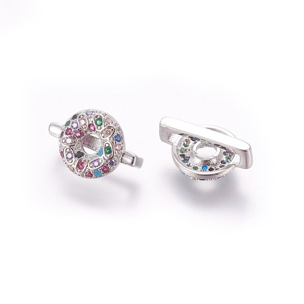 PandaHall Brass Micro Pave Cubic Zirconia Slide Charms, Donut, Colorful, Platinum, 13x9x5mm, Hole: 2x10.5mm Brass+Cubic Zirconia Flat Round
PandaHall Brass Micro Pave Cubic Zirconia Slide Charms, Donut, Colorful, Platinum, 13x9x5mm, Hole: 2x10.5mm Brass+Cubic Zirconia Flat Round