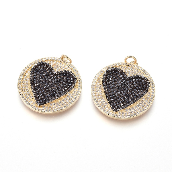 PandaHall Brass Micro Pave Cubic Zirconia Pendants, with Jump Rings, Flat Round with Heart, Black & Clear, Golden, 27x25x2.5mm, Hole: 3mm...
PandaHall Brass Micro Pave Cubic Zirconia Pendants, with Jump Rings, Flat Round with Heart, Black & Clear, Golden, 27x25x2.5mm, Hole: 3mm...