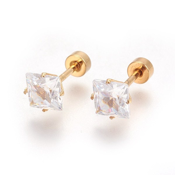 PandaHall 304 Stainless Steel Earlobe Plugs, Screw Back Earrings, with Rhinestone, Rhombus, Crystal, Golden, 13mm, Rhombus: 8x8x5mm, Pin..., Clear
PandaHall 304 Stainless Steel Earlobe Plugs, Screw Back Earrings, with Rhinestone, Rhombus, Crystal, Golden, 13mm, Rhombus: 8x8x5mm, Pin..., Clear