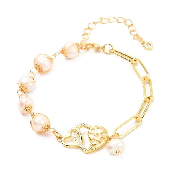 PandaHall Double Heart Brass Micro Pave Cubic Zirconia Link Bracelet for Valentine's Day Gift, Wire Wrap Round Natural Pearl & Paperclip..., White
PandaHall Double Heart Brass Micro Pave Cubic Zirconia Link Bracelet for Valentine's Day Gift, Wire Wrap Round Natural Pearl & Paperclip..., White