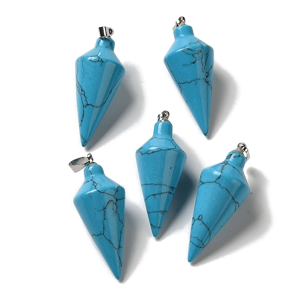 PandaHall Synthetic Turquoise Pendants, Cone Charms with Rack Plating Platinum Plated Brass Snap on Bails, 36~36.5x15~15.5mm, Hole...
PandaHall Synthetic Turquoise Pendants, Cone Charms with Rack Plating Platinum Plated Brass Snap on Bails, 36~36.5x15~15.5mm, Hole...