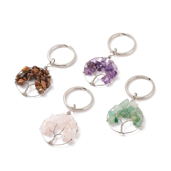PandaHall Iron Keychain, with Gemstone Chip Beads, Round Ring with Tree of Life, 7.8cm Mixed Stone Tree
PandaHall Iron Keychain, with Gemstone Chip Beads, Round Ring with Tree of Life, 7.8cm Mixed Stone Tree