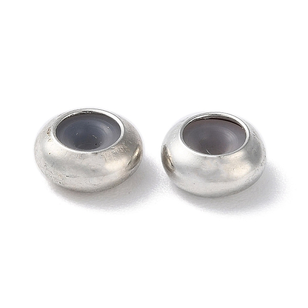 PandaHall Brass Spacer Beads, with Silicone Inside, Slider Beads, Stopper Beads, Rondelle, Platinum, 7x3mm, Hole: 2mm Brass Rondelle
PandaHall Brass Spacer Beads, with Silicone Inside, Slider Beads, Stopper Beads, Rondelle, Platinum, 7x3mm, Hole: 2mm Brass Rondelle