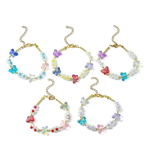 PandaHall Flower & Butterfly Glass Beaded Bracelet with 304 Stainless Steel Clasps, Mixed Color, 7-3/8 inch(18.6cm) Glass Multicolor
PandaHall Flower & Butterfly Glass Beaded Bracelet with 304 Stainless Steel Clasps, Mixed Color, 7-3/8 inch(18.6cm) Glass Multicolor